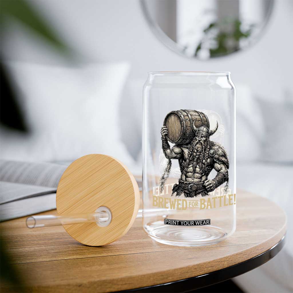 Vintage Viking Beer Drinker Warrior Gift Glass Can Brewed For Battle TS12 Print Your Wear