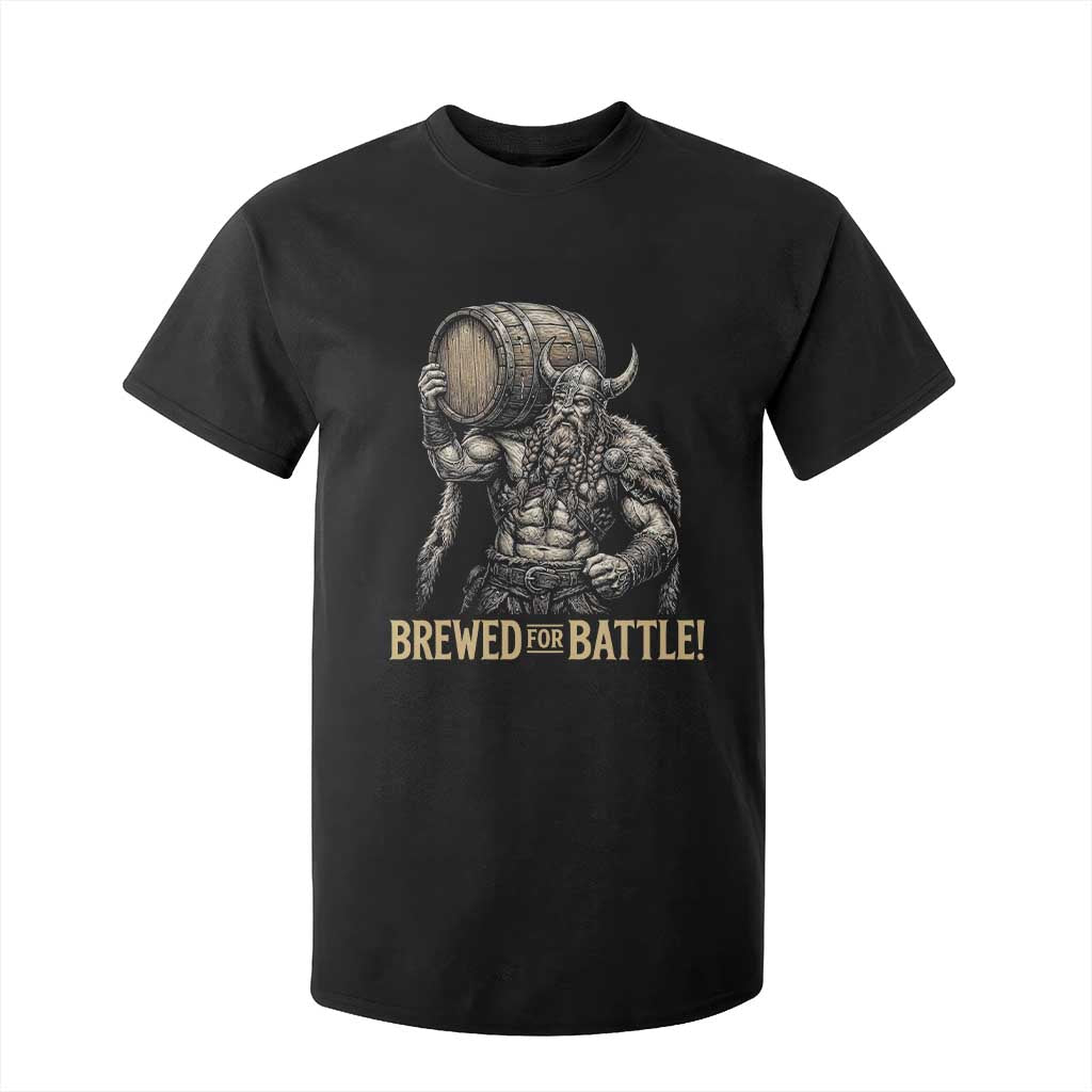 Vintage Viking Beer Drinker Warrior Gift T Shirt For Kid Brewed For Battle TS12 Black Print Your Wear