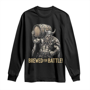 Vintage Viking Beer Drinker Warrior Gift Long Sleeve Shirt Brewed For Battle TS12 Black Print Your Wear