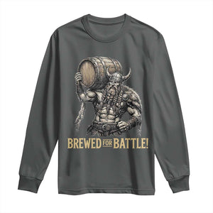 Vintage Viking Beer Drinker Warrior Gift Long Sleeve Shirt Brewed For Battle TS12 Dark Heather Print Your Wear