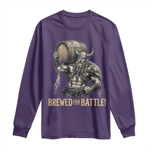 Vintage Viking Beer Drinker Warrior Gift Long Sleeve Shirt Brewed For Battle TS12 Purple Print Your Wear