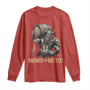Vintage Viking Beer Drinker Warrior Gift Long Sleeve Shirt Brewed For Battle TS12 Red Print Your Wear