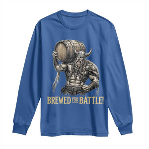 Vintage Viking Beer Drinker Warrior Gift Long Sleeve Shirt Brewed For Battle TS12 Royal Blue Print Your Wear