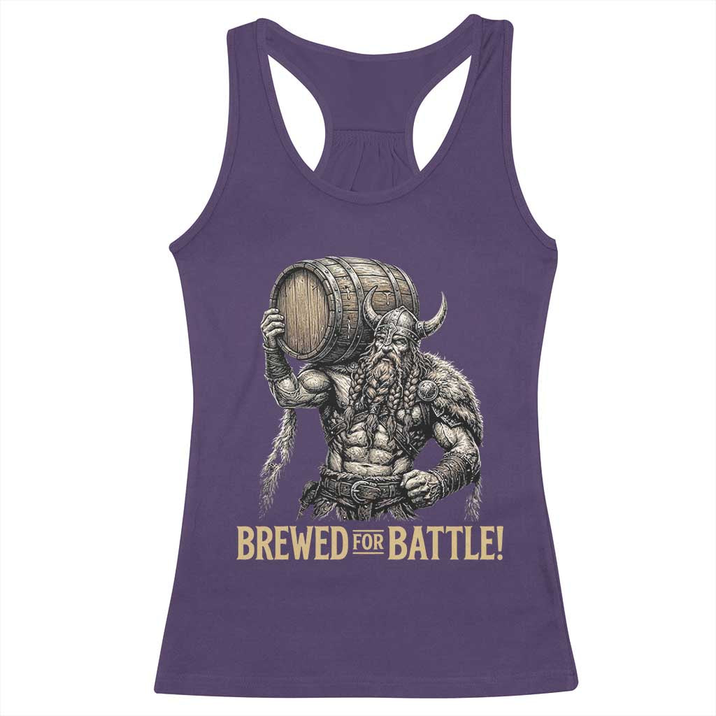 Vintage Viking Beer Drinker Warrior Gift Racerback Tank Top Brewed For Battle TS12 Purple Print Your Wear