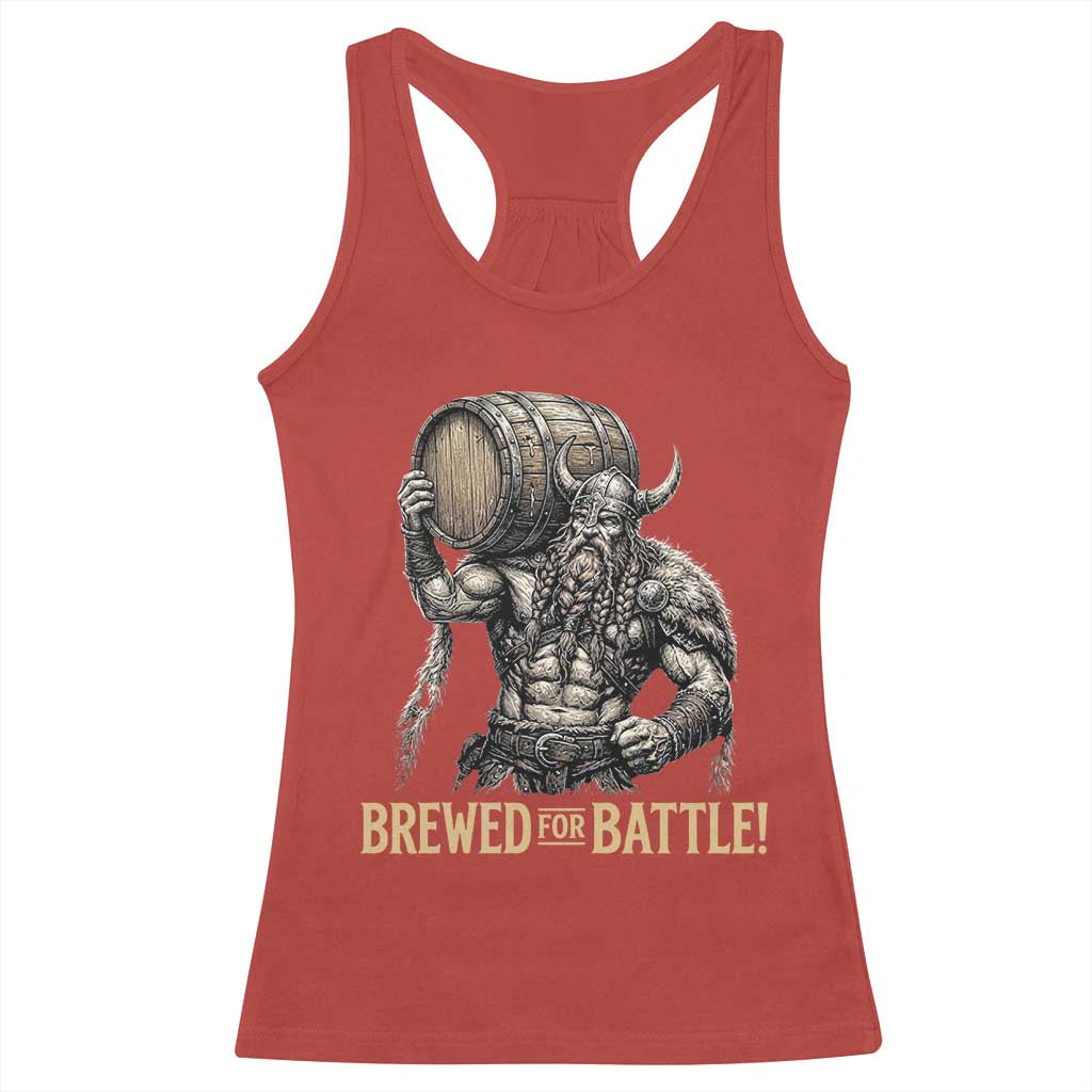Vintage Viking Beer Drinker Warrior Gift Racerback Tank Top Brewed For Battle TS12 Red Print Your Wear