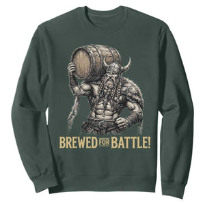 Vintage Viking Beer Drinker Warrior Gift Sweatshirt Brewed For Battle TS12 Dark Forest Green Print Your Wear