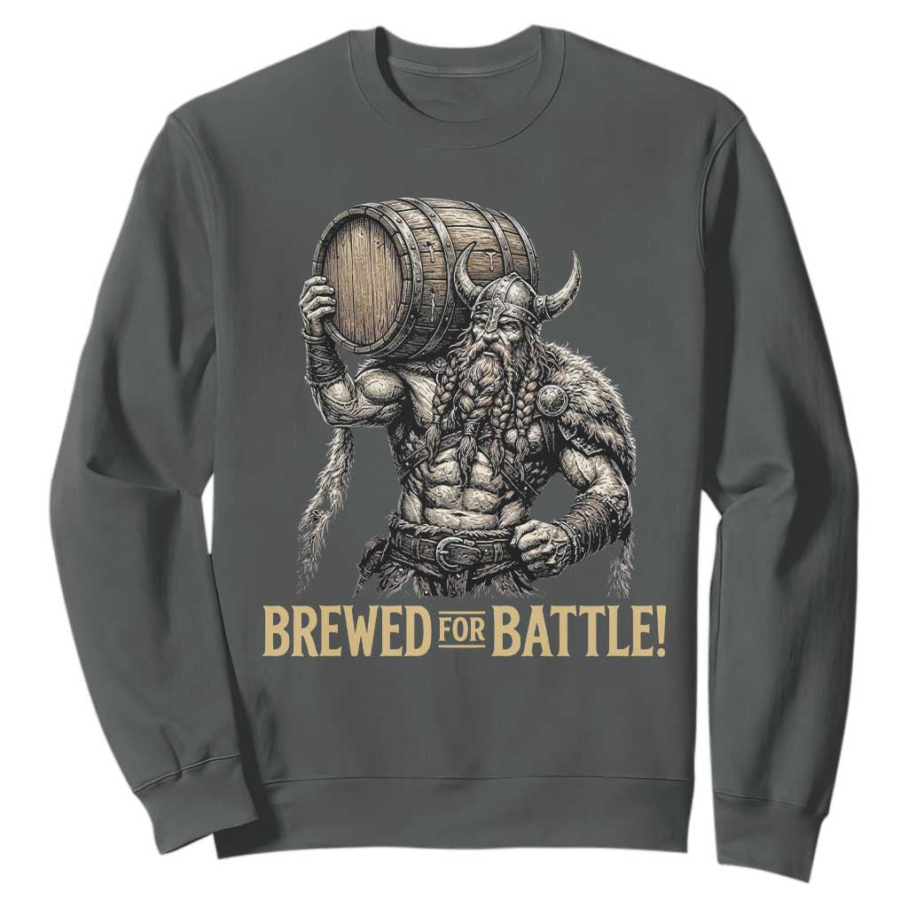 Vintage Viking Beer Drinker Warrior Gift Sweatshirt Brewed For Battle TS12 Dark Heather Print Your Wear