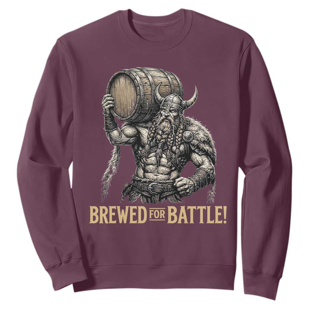 Vintage Viking Beer Drinker Warrior Gift Sweatshirt Brewed For Battle TS12 Maroon Print Your Wear