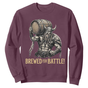 Vintage Viking Beer Drinker Warrior Gift Sweatshirt Brewed For Battle TS12 Maroon Print Your Wear