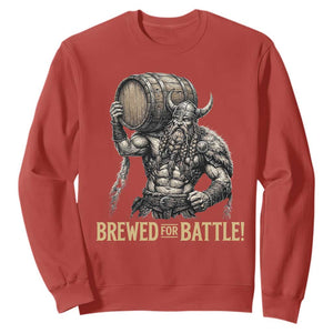 Vintage Viking Beer Drinker Warrior Gift Sweatshirt Brewed For Battle TS12 Red Print Your Wear