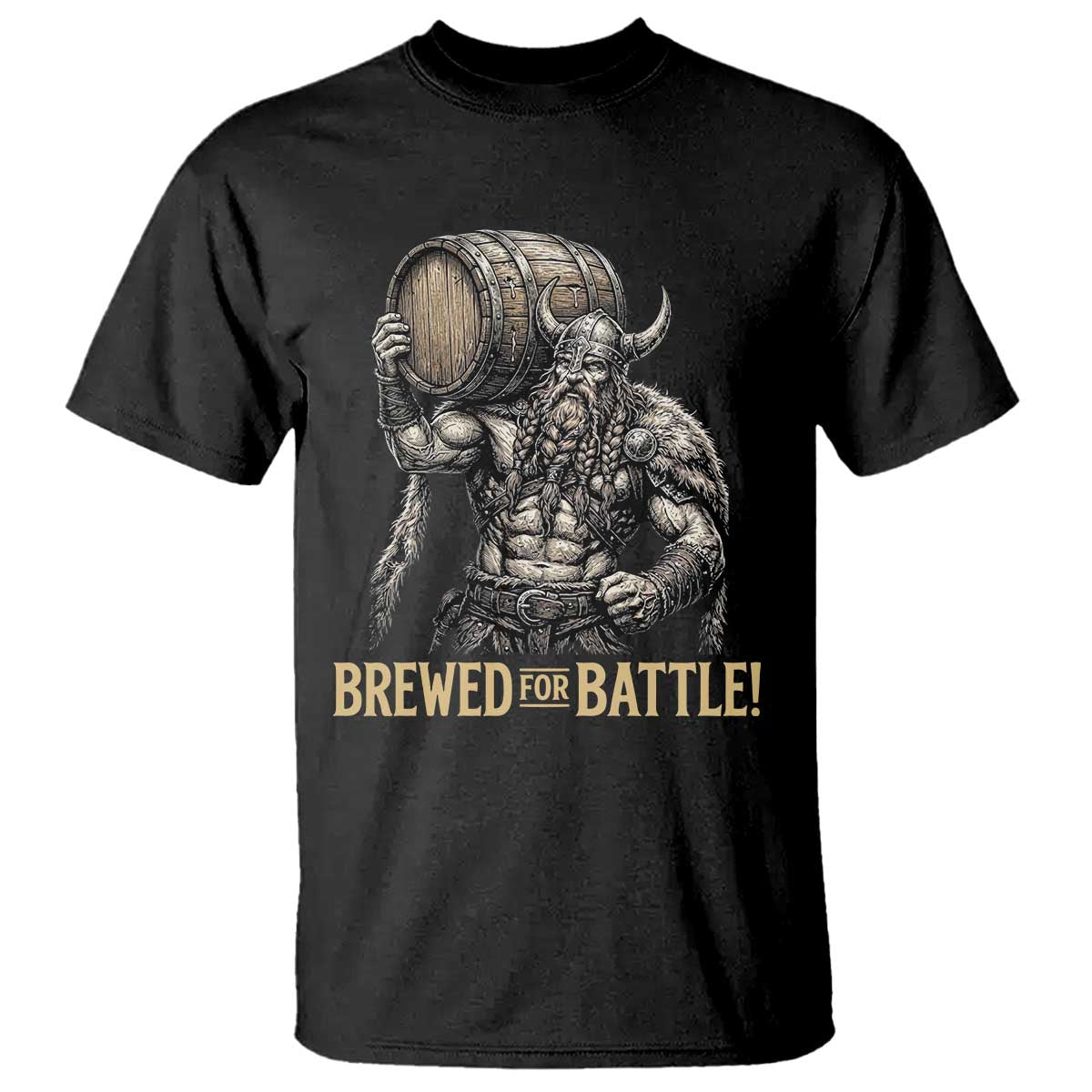 Vintage Viking Beer Drinker Warrior Gift T Shirt Brewed For Battle TS12 Black Print Your Wear