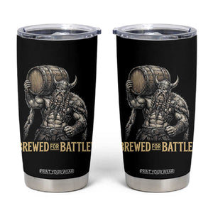 Vintage Viking Beer Drinker Warrior Gift Tumbler Cup Brewed For Battle TS12 Black Print Your Wear