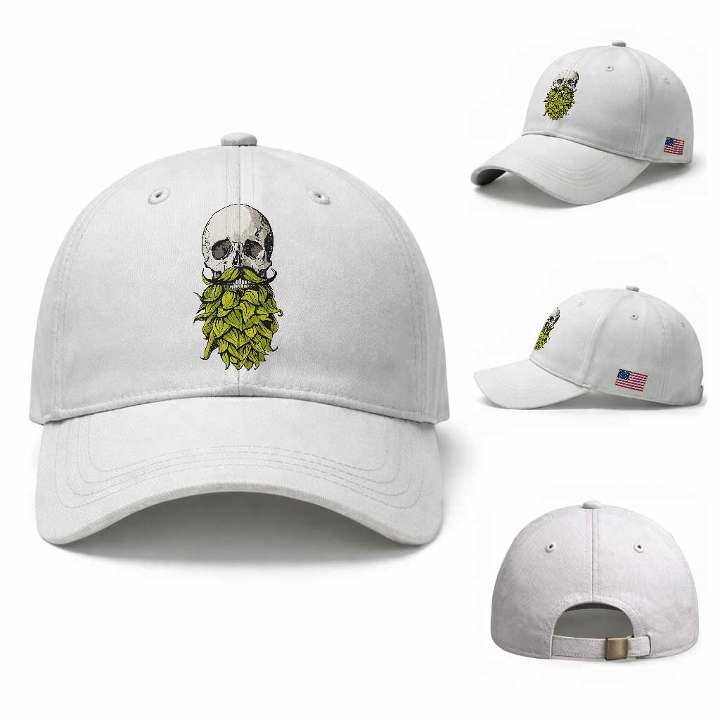 Vintage Craft Brewer Beer Lover Gift Baseball Cap Beer Hops Beard Skull TS12 Baseball Cap Universal Fit White Print Your Wear