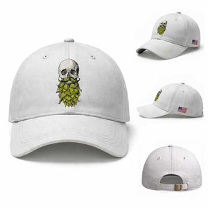 Vintage Craft Brewer Beer Lover Gift Baseball Cap Beer Hops Beard Skull TS12 Baseball Cap Universal Fit White Print Your Wear