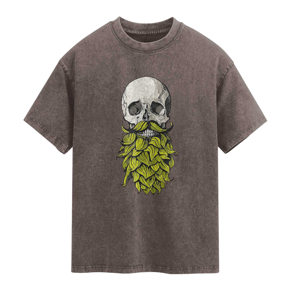 Vintage Craft Brewer Beer Lover Gift Washed Cotton T-Shirt Beer Hops Beard Skull