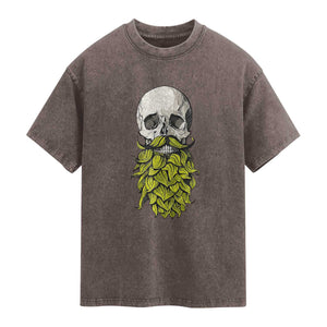 Vintage Craft Brewer Beer Lover Gift Washed Cotton T-Shirt Beer Hops Beard Skull