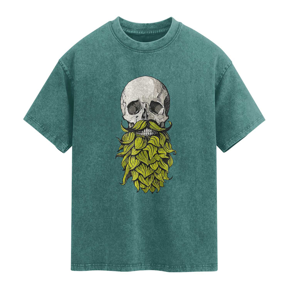 Vintage Craft Brewer Beer Lover Gift Washed Cotton T-Shirt Beer Hops Beard Skull