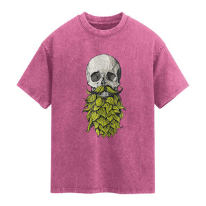 Vintage Craft Brewer Beer Lover Gift Washed Cotton T-Shirt Beer Hops Beard Skull