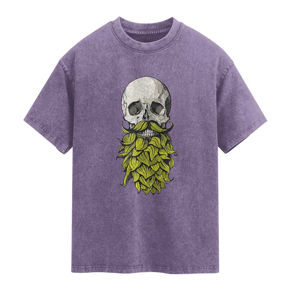 Vintage Craft Brewer Beer Lover Gift Washed Cotton T-Shirt Beer Hops Beard Skull