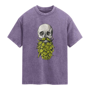 Vintage Craft Brewer Beer Lover Gift Washed Cotton T-Shirt Beer Hops Beard Skull