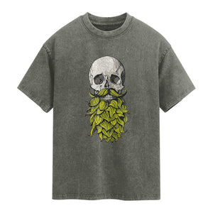 Vintage Craft Brewer Beer Lover Gift Washed Cotton T-Shirt Beer Hops Beard Skull