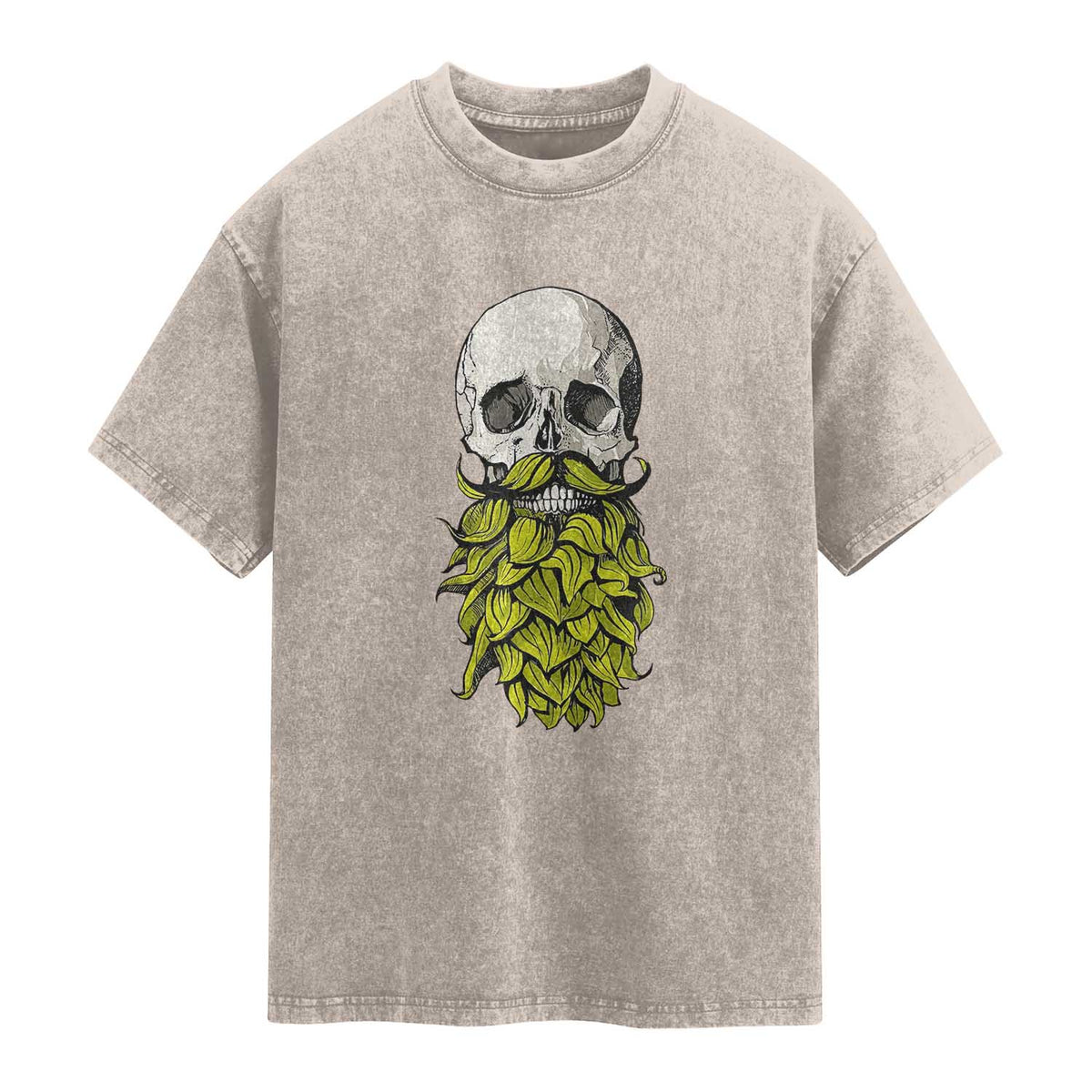 Vintage Craft Brewer Beer Lover Gift Washed Cotton T-Shirt Beer Hops Beard Skull