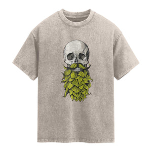 Vintage Craft Brewer Beer Lover Gift Washed Cotton T-Shirt Beer Hops Beard Skull