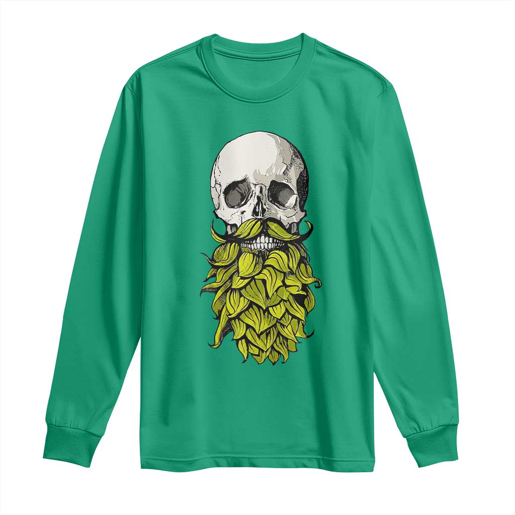 Vintage Craft Brewer Beer Lover Gift Long Sleeve Shirt Beer Hops Beard Skull TS12 Irish Green Print Your Wear