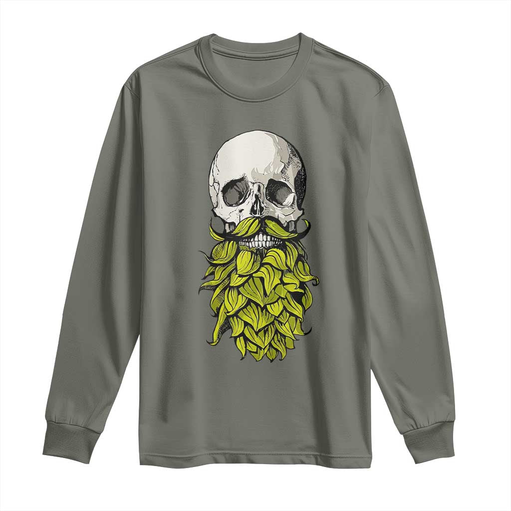 Vintage Craft Brewer Beer Lover Gift Long Sleeve Shirt Beer Hops Beard Skull TS12 Military Green Print Your Wear