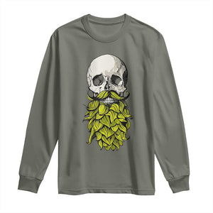 Vintage Craft Brewer Beer Lover Gift Long Sleeve Shirt Beer Hops Beard Skull TS12 Military Green Print Your Wear