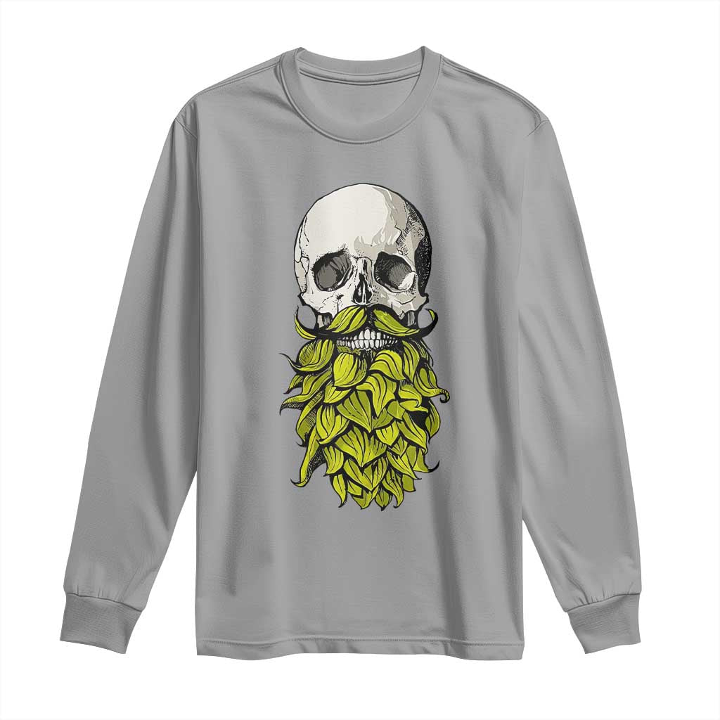 Vintage Craft Brewer Beer Lover Gift Long Sleeve Shirt Beer Hops Beard Skull TS12 Sport Gray Print Your Wear