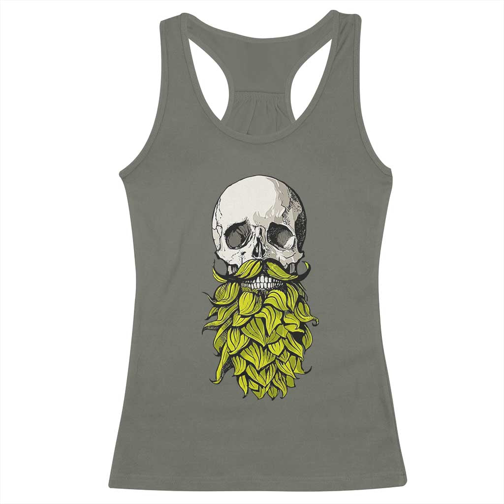 Vintage Craft Brewer Beer Lover Gift Racerback Tank Top Beer Hops Beard Skull TS12 Military Green Print Your Wear