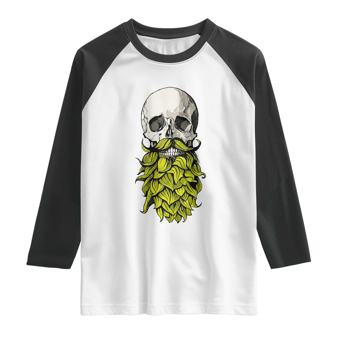 Vintage Craft Brewer Beer Lover Gift Raglan Shirt Beer Hops Beard Skull TS12 White Black Print Your Wear