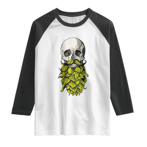 Vintage Craft Brewer Beer Lover Gift Raglan Shirt Beer Hops Beard Skull TS12 White Black Print Your Wear