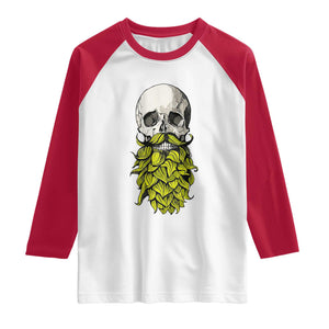 Vintage Craft Brewer Beer Lover Gift Raglan Shirt Beer Hops Beard Skull TS12 White Red Print Your Wear