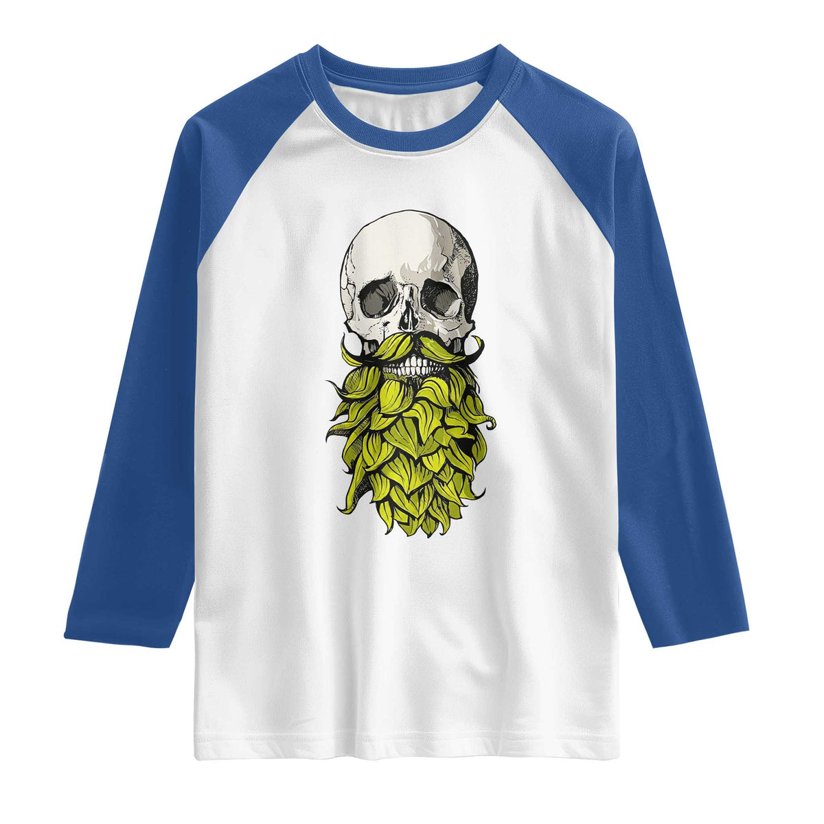 Vintage Craft Brewer Beer Lover Gift Raglan Shirt Beer Hops Beard Skull TS12 White Royal Print Your Wear