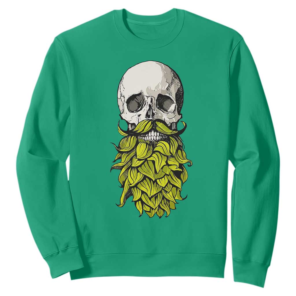 Vintage Craft Brewer Beer Lover Gift Sweatshirt Beer Hops Beard Skull TS12 Irish Green Print Your Wear
