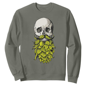Vintage Craft Brewer Beer Lover Gift Sweatshirt Beer Hops Beard Skull TS12 Military Green Print Your Wear