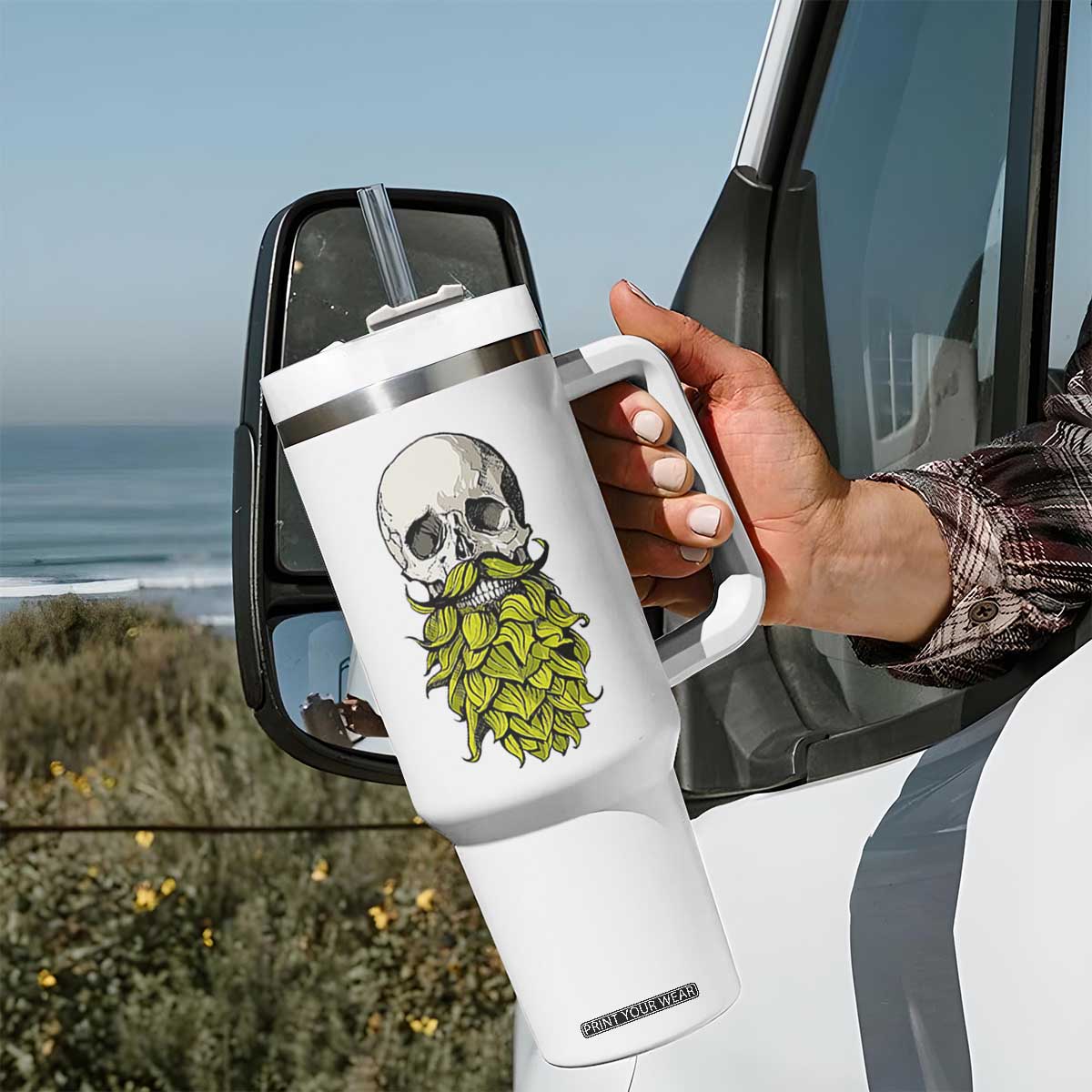 Vintage Craft Brewer Beer Lover Gift Tumbler With Handle Beer Hops Beard Skull TS12 Print Your Wear