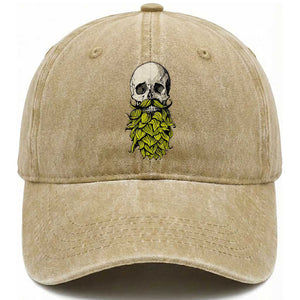 Vintage Craft Brewer Beer Lover Gift Washed Cotton Baseball Cap Beer Hops Beard Skull TS12 Print Your Wear
