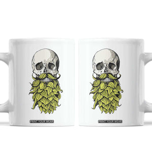 Vintage Craft Brewer Beer Lover Gift Coffee Mug Beer Hops Beard Skull TS12 White Print Your Wear