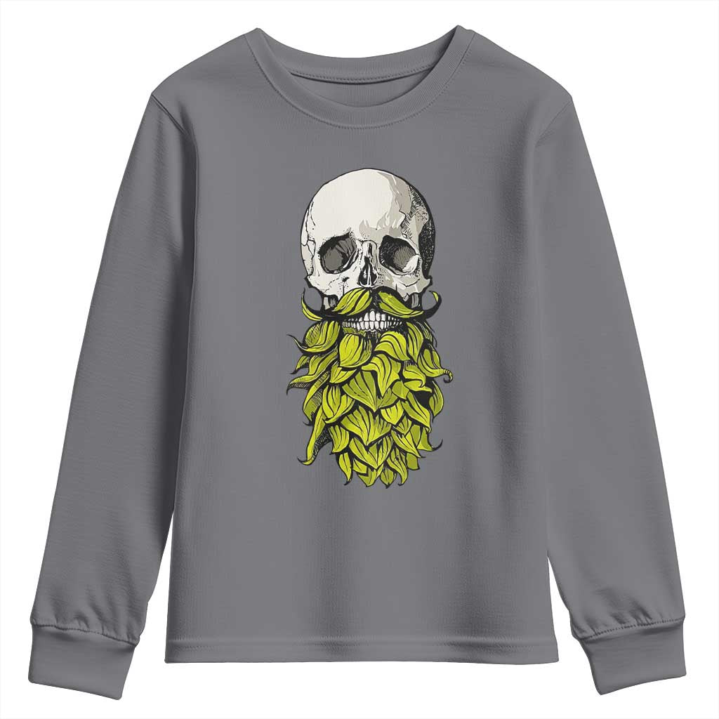 Vintage Craft Brewer Beer Lover Gift Youth Sweatshirt Beer Hops Beard Skull TS12 Charcoal Print Your Wear