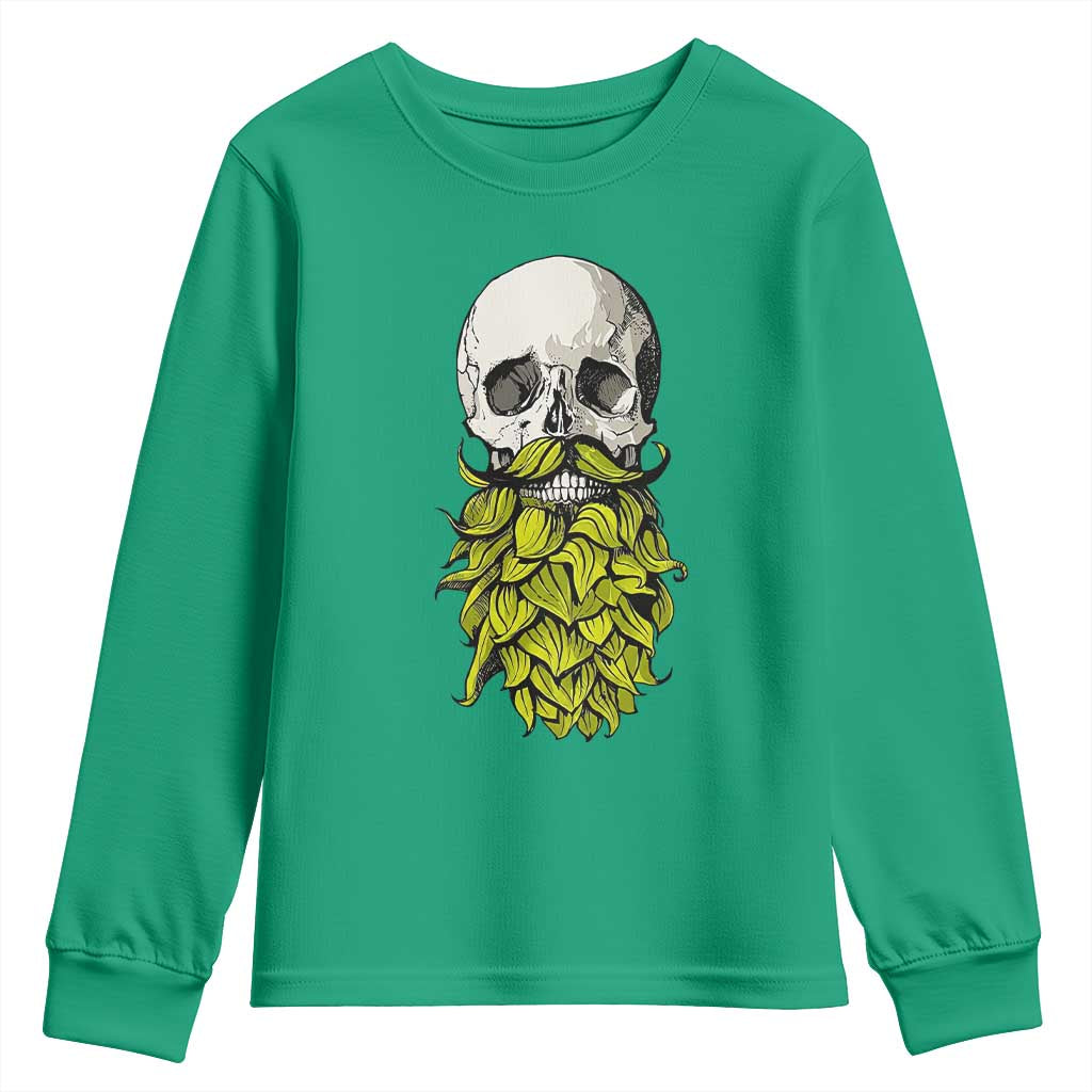 Vintage Craft Brewer Beer Lover Gift Youth Sweatshirt Beer Hops Beard Skull TS12 Irish Green Print Your Wear