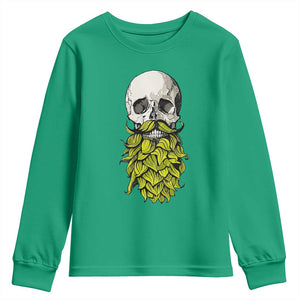 Vintage Craft Brewer Beer Lover Gift Youth Sweatshirt Beer Hops Beard Skull TS12 Irish Green Print Your Wear