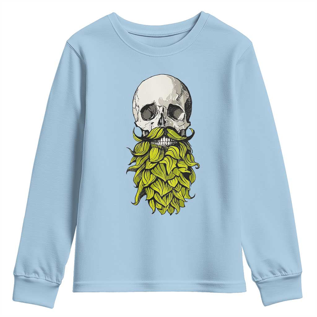 Vintage Craft Brewer Beer Lover Gift Youth Sweatshirt Beer Hops Beard Skull TS12 Light Blue Print Your Wear