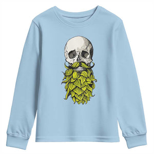 Vintage Craft Brewer Beer Lover Gift Youth Sweatshirt Beer Hops Beard Skull TS12 Light Blue Print Your Wear