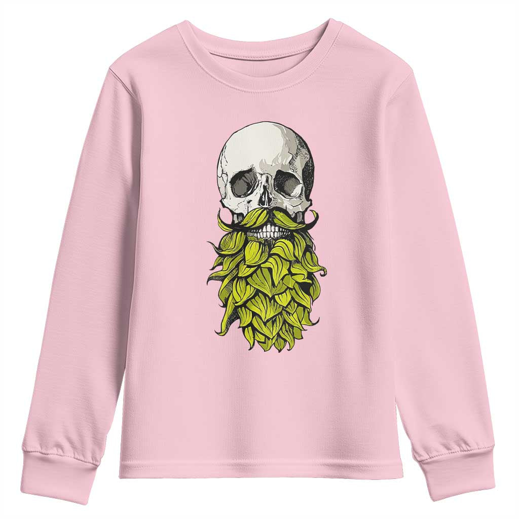Vintage Craft Brewer Beer Lover Gift Youth Sweatshirt Beer Hops Beard Skull TS12 Light Pink Print Your Wear
