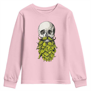 Vintage Craft Brewer Beer Lover Gift Youth Sweatshirt Beer Hops Beard Skull TS12 Light Pink Print Your Wear
