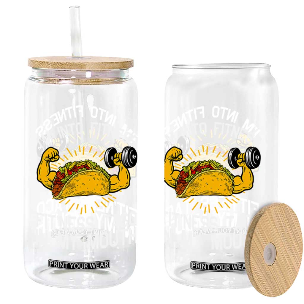 Funny Tacos Lover Glass Can I Am Into Fitness TS12 Print Your Wear