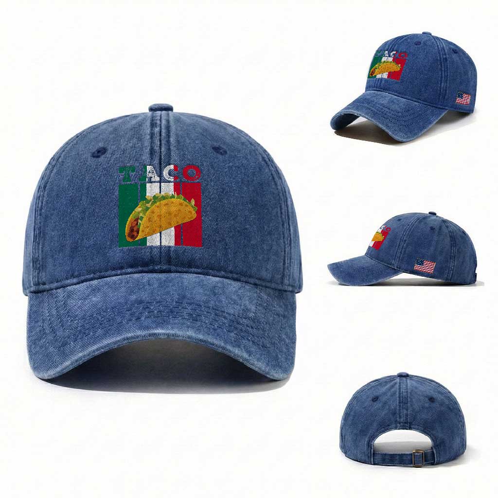 Tacos Lover Mexican Food Washed Cotton Baseball Cap Funny Quote Gift TS12 Washed Cap Universal Fit Royal Blue Print Your Wear